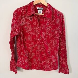 Columbia Women's Red Floral Button-Down Shirt